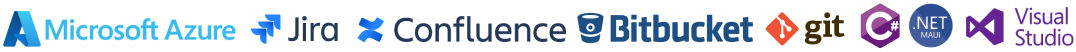 Microsoft azure, jira, confluence, bitbucket, git, C#, .net, maui, visual studio