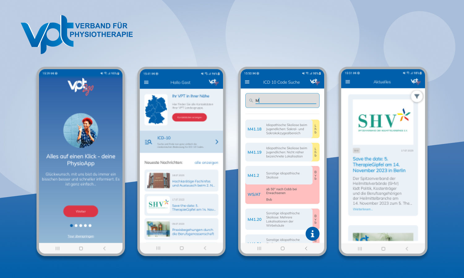 Physiotherapist app for the VPT